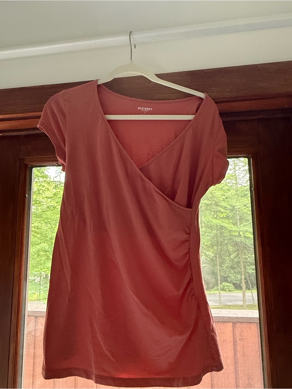 Old Navy Rose Clay Wrap-Style Nursing and Matetnity Short Sleeve Top